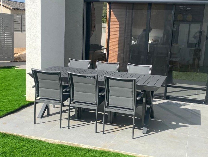 פינת אוכל מיורקה רגל איקס כולל 6 כסאות דבל סלינג פינת אוכל מיורקה רגל איקס כולל 6 כסאות דבל סלינג