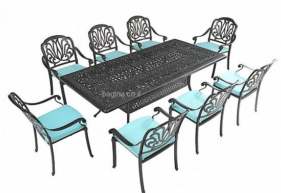 מערכת רוכל אלומיניום יצוק +8 כיסאות דגם סידני" מערכת רוכל אלומיניום יצוק +8 כיסאות דגם סידני"