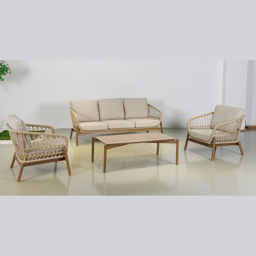 נטורל | מערכת ישיבה תלת מושבית אלומיניום נטורל | מערכת ישיבה תלת מושבית אלומיניום