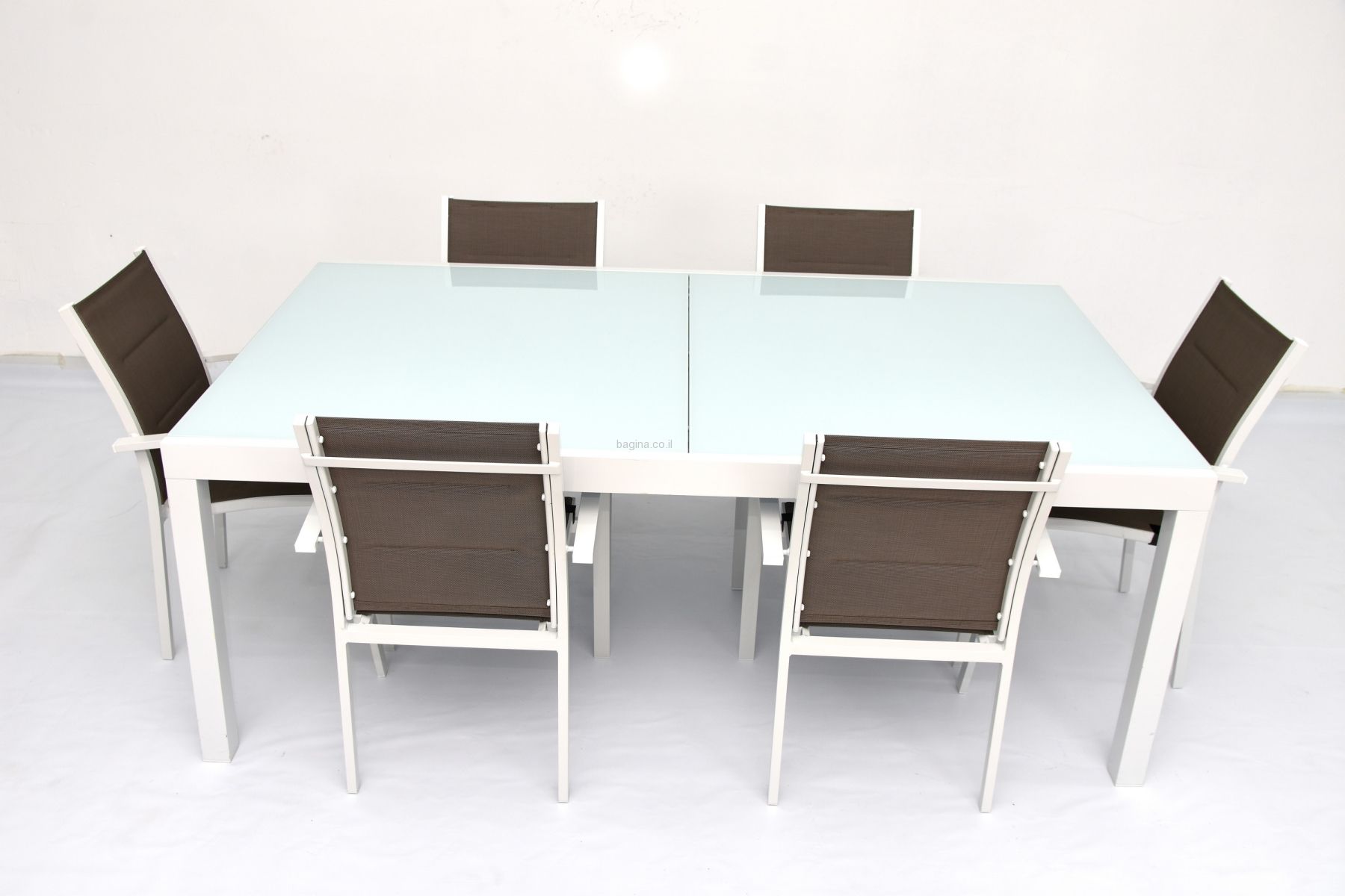 שולחן חיסול אלומיניום נפתח 180*100 נפתח ל 240 לבן + 6 כסאות אלומיניום דיאנה שולחן חיסול אלומיניום נפתח 180*100 נפתח ל 240 לבן + 6 כסאות אלומיניום דיאנה